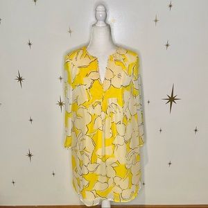 Diane Von Furstenberg Yellow Floral Silk Aria Dress